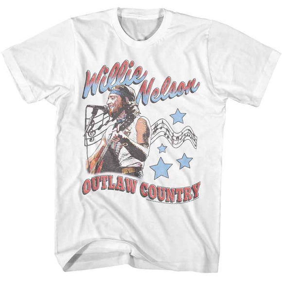 WILLIE NELSON OUTLAW COUNTRY AMERICANA S T-Shirt in White