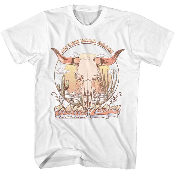 WILLIE NELSON ROAD AGAIN SKULL S T-Shirt in White