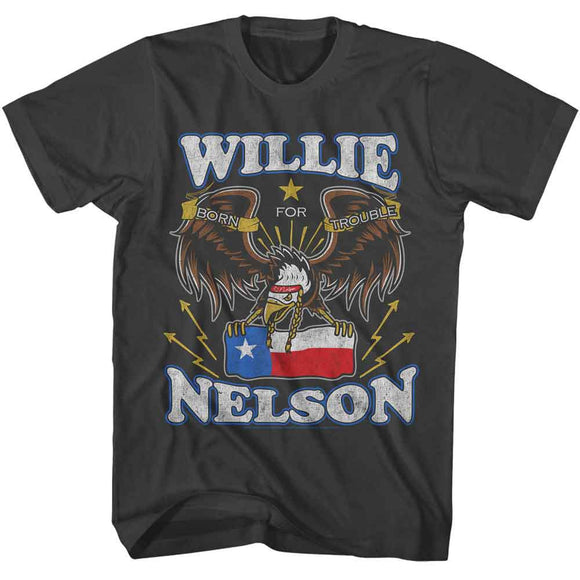 WILLIE NELSON BORN FOR TROUBLE EAGLE S T-Shirt in Smoke
