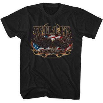 WILLIE NELSON FLAG AND EAGLE S T-Shirt in Black
