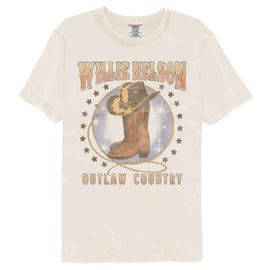WILLIE NELSON BOOTS AND HAT COMFORT COLOR S T-Shirt in Ivory