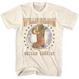 WILLIE NELSON BOOTS AND HAT S T-Shirt in Natural