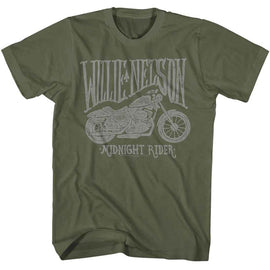 WILLIE NELSON MIDNIGHT RIDER S T-Shirt in Military Green