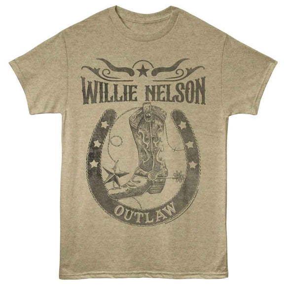 WILLIE NELSON OUTLAW HORSESHOE S T-Shirt in Khaki Heather
