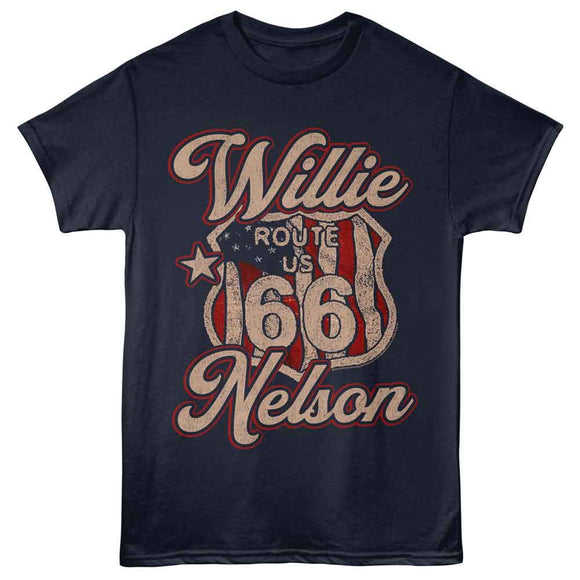 WILLIE NELSON ROUTE 66 S T-Shirt in NAVY