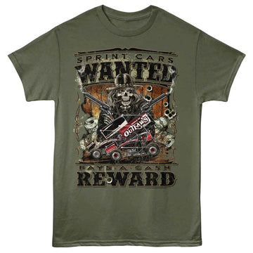 WORLD OF OUTLAWS WANTED S T-Shirt in Military Green