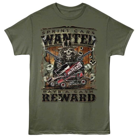 WORLD OF OUTLAWS WANTED S T-Shirt in Military Green