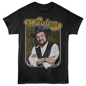 WAYLON JENNINGS CROSSED ARMS PHOTO S T-Shirt in Black