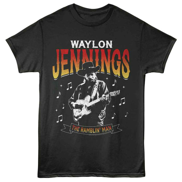 WAYLON JENNINGS MUSIC NOTES S T-Shirt in Smoke