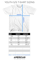 Youth Size Chart for Captain Underpants Flying White Youth T-Shirt