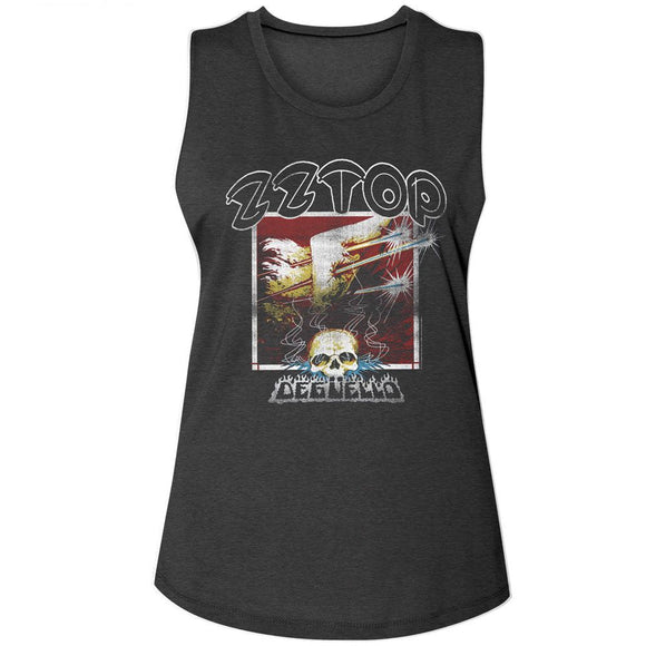 ZZ TOP DEGUELLO COVER LADIES MUSCLE TANK S T-Shirt in Charcoal