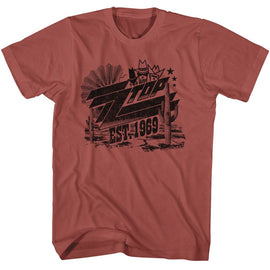 ZZ TOP EST 1969 S T-Shirt in Terracotta