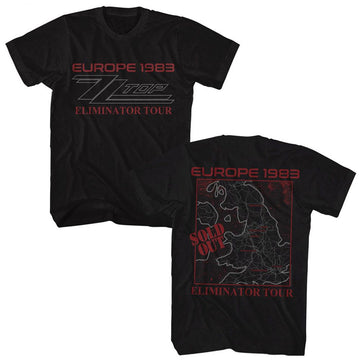 ZZ TOP EUROPE 1983 ***F&B*** S T-Shirt in Black