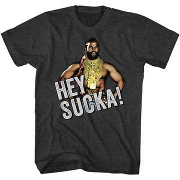 Mr T-Hey Sucka-Black Heather Adult S/S T-Shirt - Black Heather