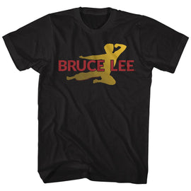 Bruce Lee-Flying Oval-Black Adult S/S T-Shirt - Black
