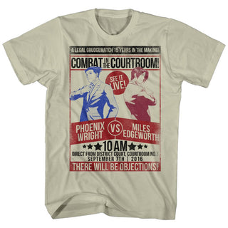 Ace Attorney Fight! Logo Khaki Heather Adult Short Sleeve T-Shirt tee - Coastline Mall