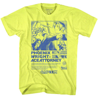 Ace Attorney-Print Ad-Neon Yellow Heather Adult S/S Tshirt - Coastline Mall