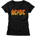 AC/DC-Distress Orange-Black Ladies Short Sleeve T-Shirt tee - Coastline Mall