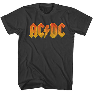 AC/DC - Distress Orange Logo Smoke Adult Short Sleeve T-Shirt tee - Coastline Mall