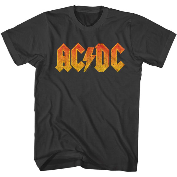 AC/DC - Distress Orange Logo Smoke Adult Short Sleeve T-Shirt tee - Coastline Mall