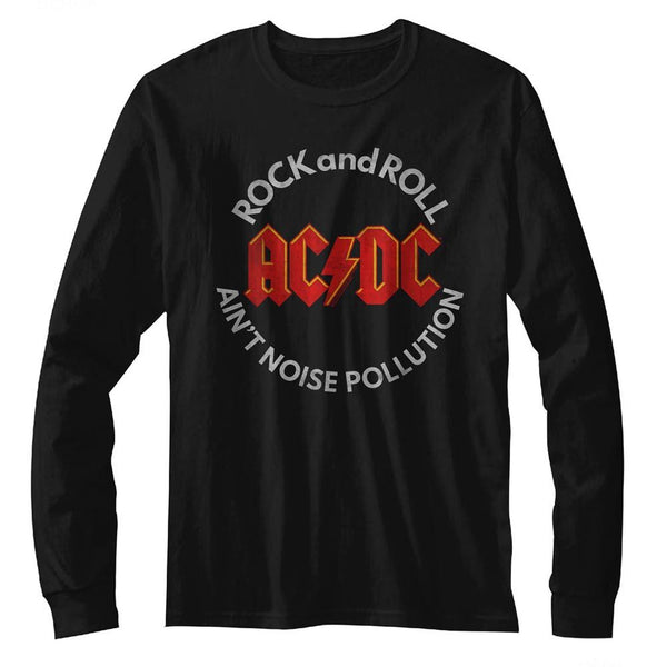 AC/DC - Noise Pollution Logo Black Long Sleeve Adult T-Shirt tee - Coastline Mall
