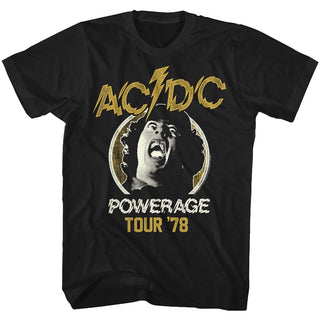 AC/DC - Powerage Tour Logo Black Adult Short Sleeve T-Shirt tee - Coastline Mall