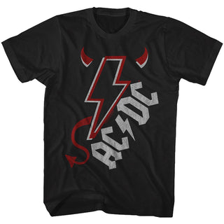 AC/DC - Horns and Tall Logo Black Adult Short Sleeve T-Shirt tee - Coastline Mall