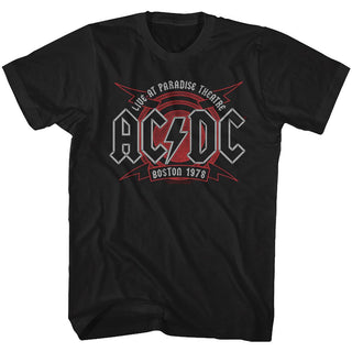 AC/DC Boston 1978 Logo Black Adult Short Sleeve T-Shirt tee - Coastline Mall