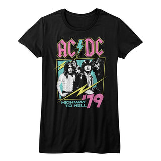AC/DC - Neon Highway | Black Ladies S/S T-Shirt - Coastline Mall