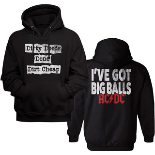 AC/DC - Dirt Cheap Logo Black Long Sleeve Front and Back Print Adult Pullover Hoodie - Coastline Mall