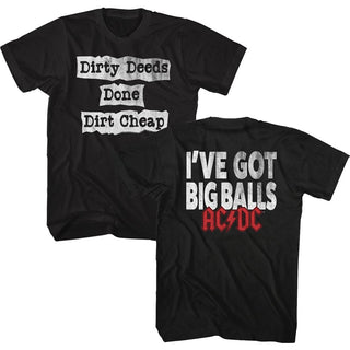 AC/DC - Dirt Cheap Logo Black Short Sleeve Front and Back Print Adult Short Sleeve T-Shirt tee - Coastline Mall