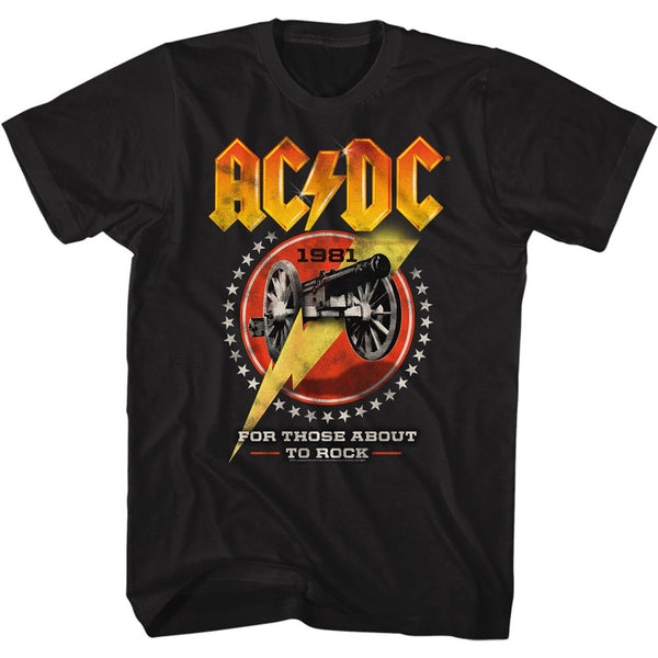 AC/DC Cannon Lightning Logo Black Adult Short Sleeve T-Shirt tee - Coastline Mall