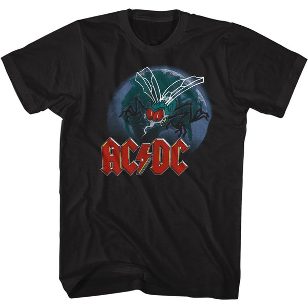 AC/DC - Fly Earth Logo Black Adult Short Sleeve T-Shirt tee - Coastline Mall