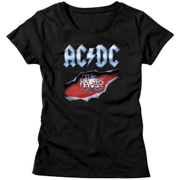 AC/DC - Razors Edge Logo Black Ladies Short Sleeve T-Shirt - Coastline Mall