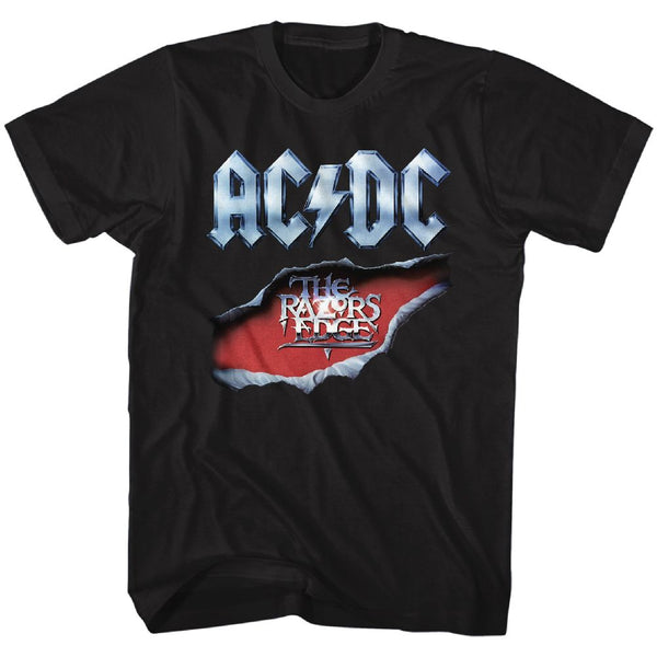 AC/DC - Razors Edge Logo Black Adult Short Sleeve T-Shirt tee - Coastline Mall