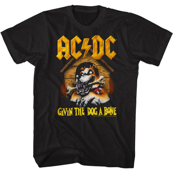 AC/DC - Dog A Bone Logo Black Adult Short Sleeve T-Shirt tee - Coastline Mall