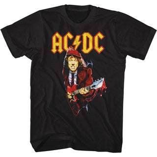 AC/DC - Guitar Drip Logo Black Adult Short Sleeve T-Shirt tee - Coastline Mall