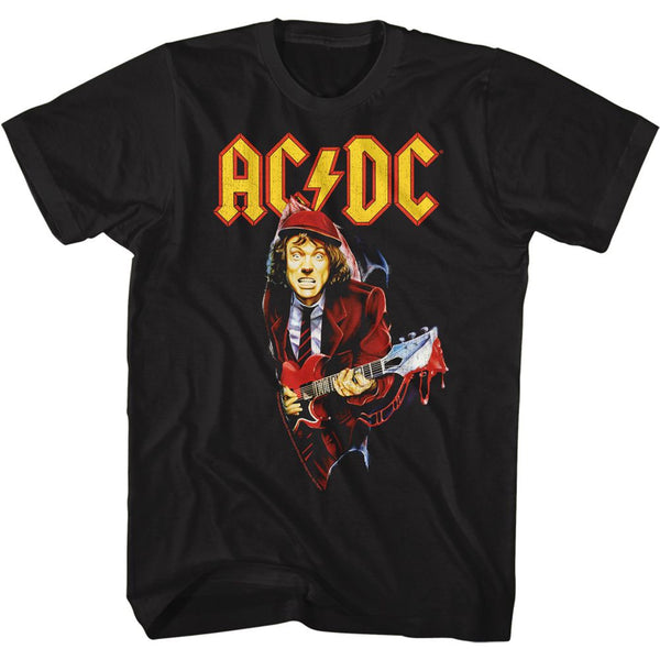 AC/DC - Guitar Drip Logo Black Adult Short Sleeve T-Shirt tee - Coastline Mall