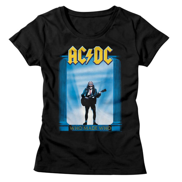 AC/DC Who Made Who Logo Black Ladies Bella Short Sleeve T-Shirt tee - Coastline Mall