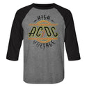 AC/DC - High Voltage Logo Premium Heather/Vintage Black Adult 3/4 Sleeve Baseball Jersey T-Shirt tee - Coastline Mall
