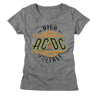 AC/DC - High Voltage - Deep Heather Ladies Short Sleeve T-Shirt - Coastline Mall