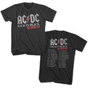 AC/DC - In Black U.K. Tour Logo Smoke S/S Front and Back Print Adult Short Sleeve T-Shirt tee - Coastline Mall