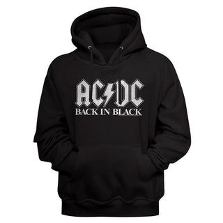 AC/DC - Back In Black 2 Logo Black Long Sleeve Pullover Adult Hoodie - Coastline Mall