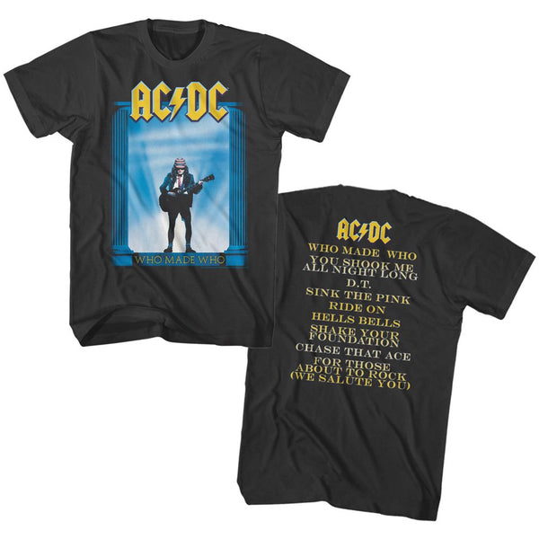 AC/DC - Who Made Who Album Logo Smoke Adult Short Sleeve T-Shirt tee - Coastline Mall