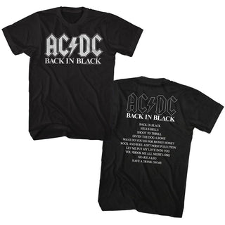 AC/DC - BNB Album | Black Adult S/S Front&Back Print T-Shirt - Coastline Mall