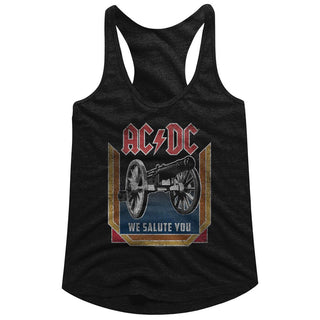 AC/DC - We Salute You Logo Black Ladies Racerback Tank Top T-Shirt tee - Coastline Mall