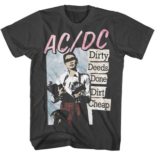 AC/DC - Dirty Deeds Logo Smoke Adult Short Sleeve T-Shirt tee - Coastline Mall