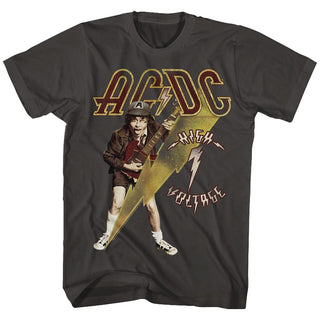 AC/DC - High Voltage Logo Smoke Adult Short Sleeve T-Shirt tee - Coastline Mall