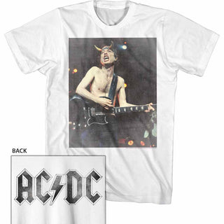 AC/DC - Angus Logo White Front and Back Print Adult Short Sleeve T-Shirt tee  - Coastline Mall