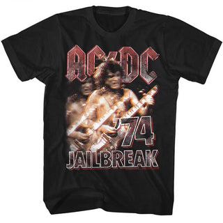 AC/DC - 74 Jailbreak Logo Black Adult Short Sleeve T-Shirt tee - Coastline Mall